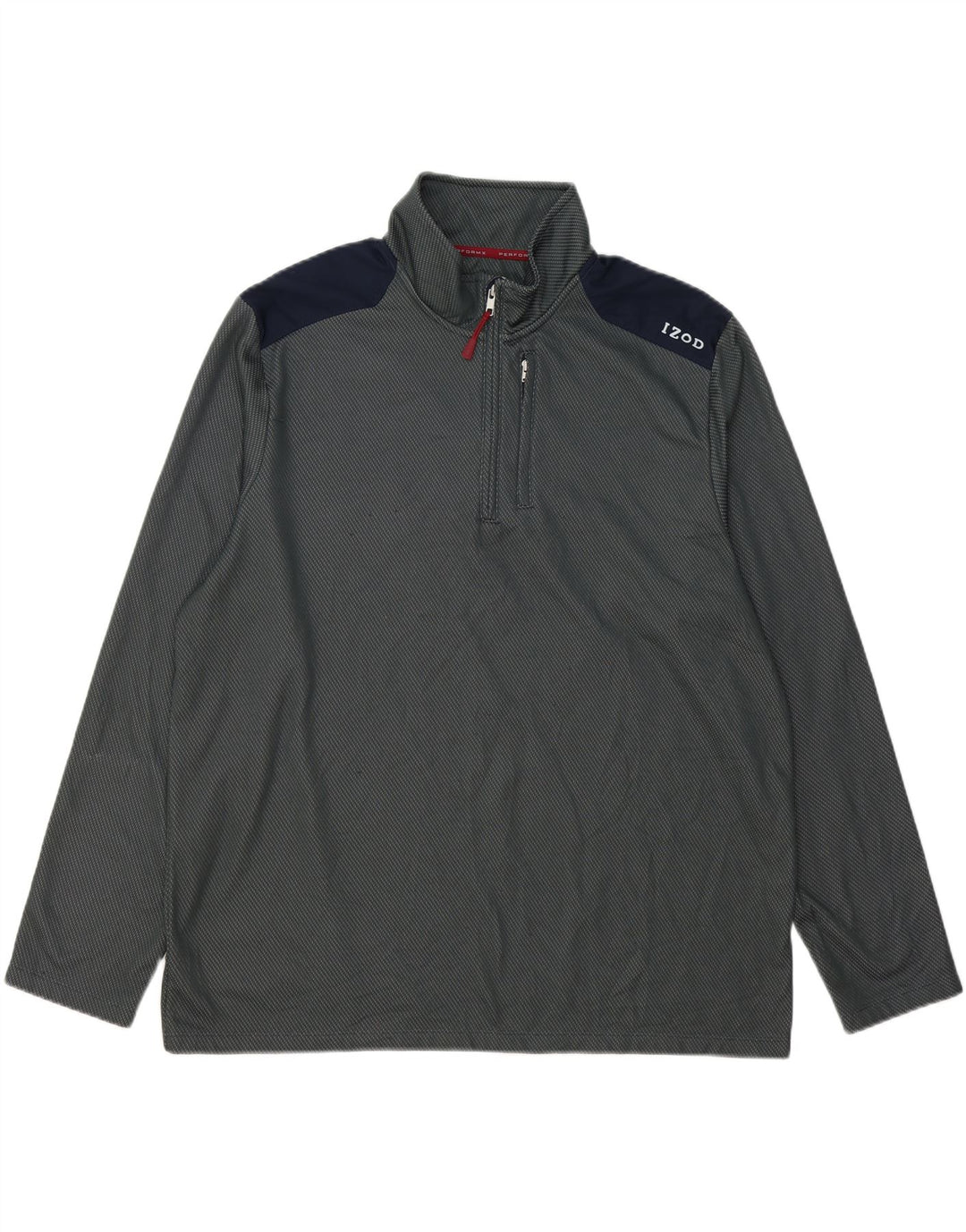 IZOD Mens Zip Neck Pullover Tracksuit Top XL Navy Blue Polyester Vintage Izod and Second-Hand Izod from Messina Hembry 