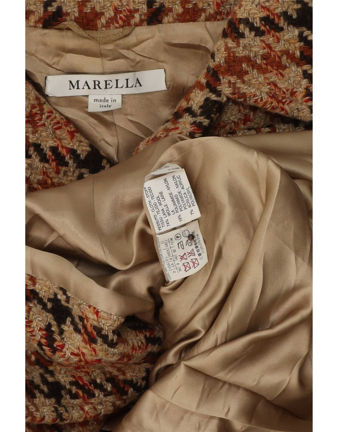 Marella Damen Blazerjacke UK 12 Mittelbrauner Hahnentritt-Klassiker