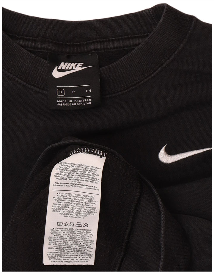 Nike Damen Crop Oversized Sweatshirt Pullover UK 10 Small Schwarz Baumwolle