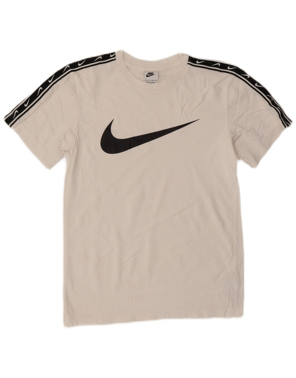 Nike Herren-T-Shirt mit Grafik, XS, weiße Farbblock-Baumwolle