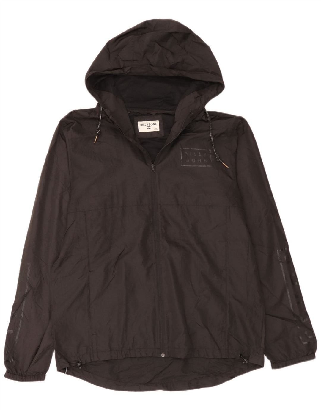 Billabong Mens Graphic Hooded Rain Jacket UK 44 2XL Schwarz Polyester
