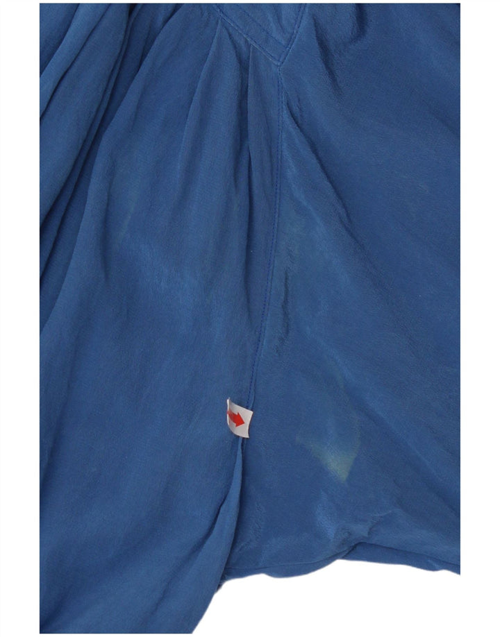 MAX MARA Damen Maxi-Hemdkleid mit kurzen Ärmeln, UK 12, Mittelblau