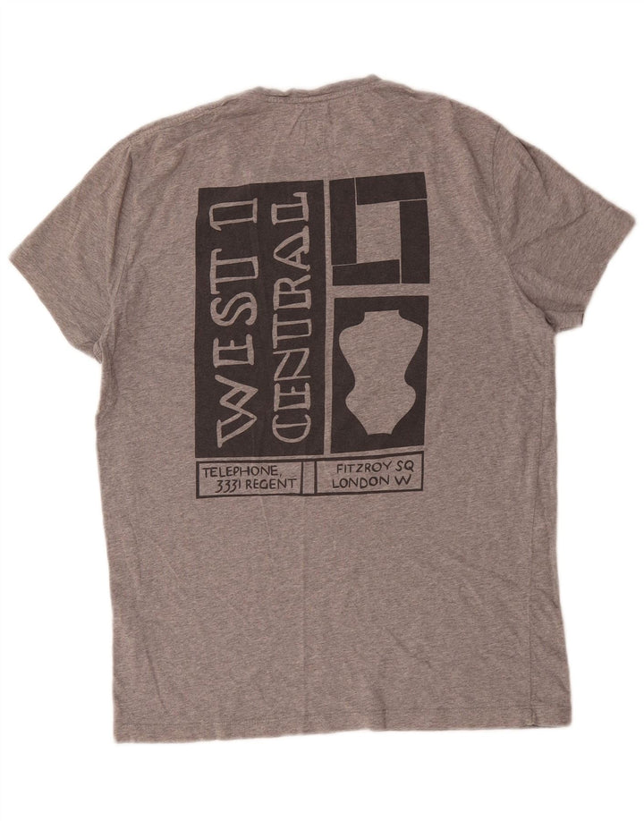 Jack Wills Herren-T-Shirt mit Grafik, Größe S, grau gesprenkelte Baumwolle