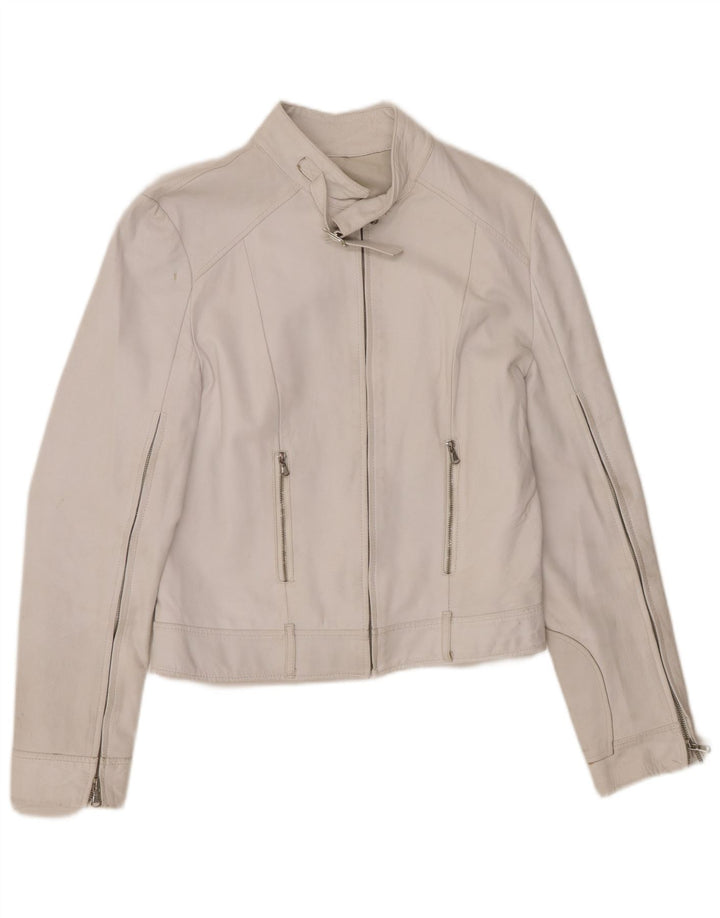Vintage Damen Crop Lederjacke IT 46 Großes weißes Leder