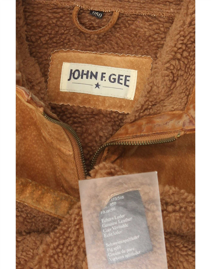 John F. Gee Herren Sherpa Wildlederjacke IT 50 Large Beige Leder
