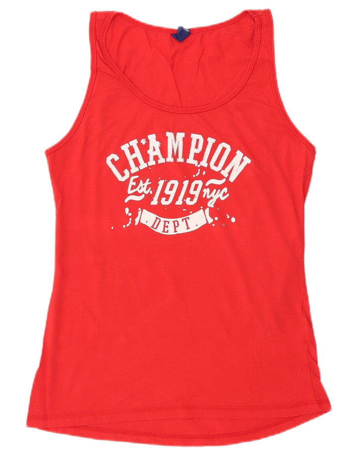 CHAMPION Damen Grafik-Trägershirt UK 20 2XL Rote Baumwolle