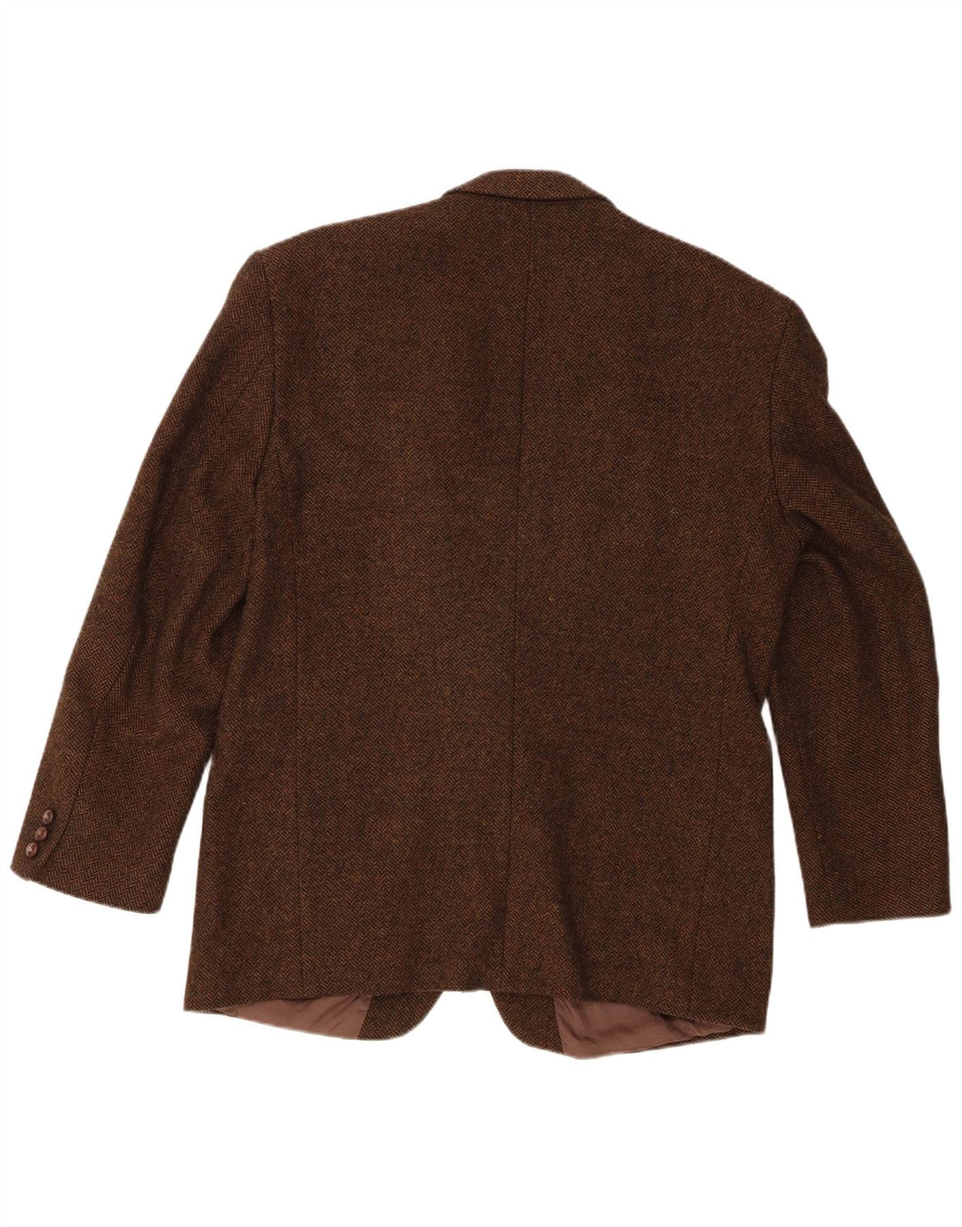 Yves Gerard Herren 2-Knopf-Blazerjacke IT 52 XL Braune Fischgräten-Schurwolle