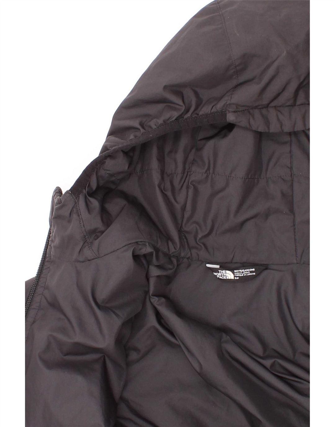 The North Face Wattierte Jacke mit grafischer Kapuze für Jungen, 7–8 Jahre, Größe S, Schwarz
