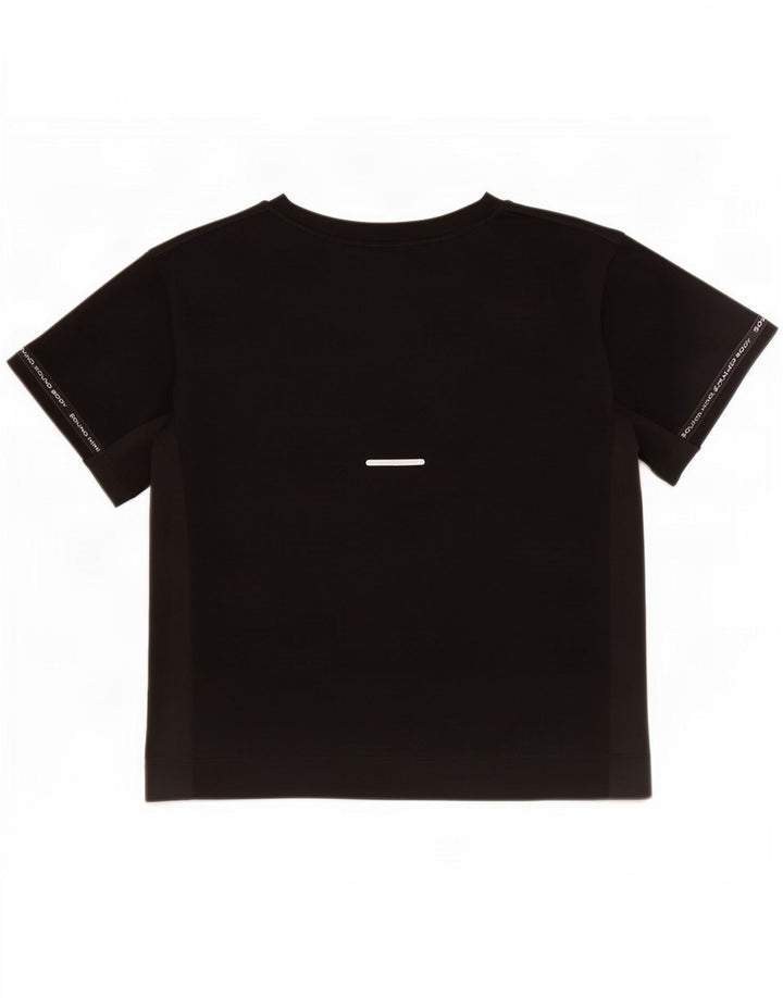 Asics Damen Crop T-Shirt Top UK 10 Small Schwarz Polyester