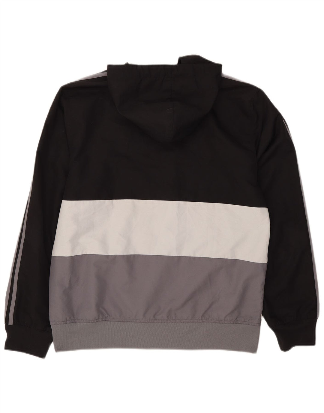 Adidas Herren-Trainingsanzug mit Kapuze, Jacke, Mittelschwarz, Farbblock-Polyester