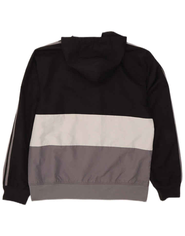 Adidas Herren-Trainingsanzug mit Kapuze, Jacke, Mittelschwarz, Farbblock-Polyester