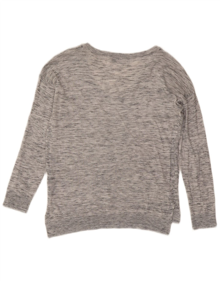 Marks & Spencer Damen-Pullover mit V-Ausschnitt, Größe S, Gr. 8, Grau meliert