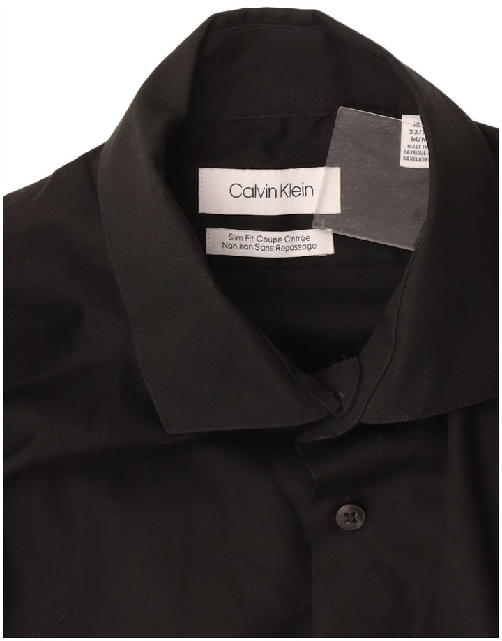 Calvin Klein Herren Slim Fit Hemd Größe 15 1/2 Mittelschwarze Baumwolle