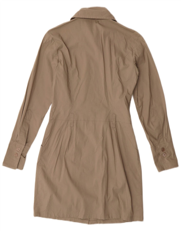 Benetton Damen Hemdkleid UK 10 Small Beige Baumwolle