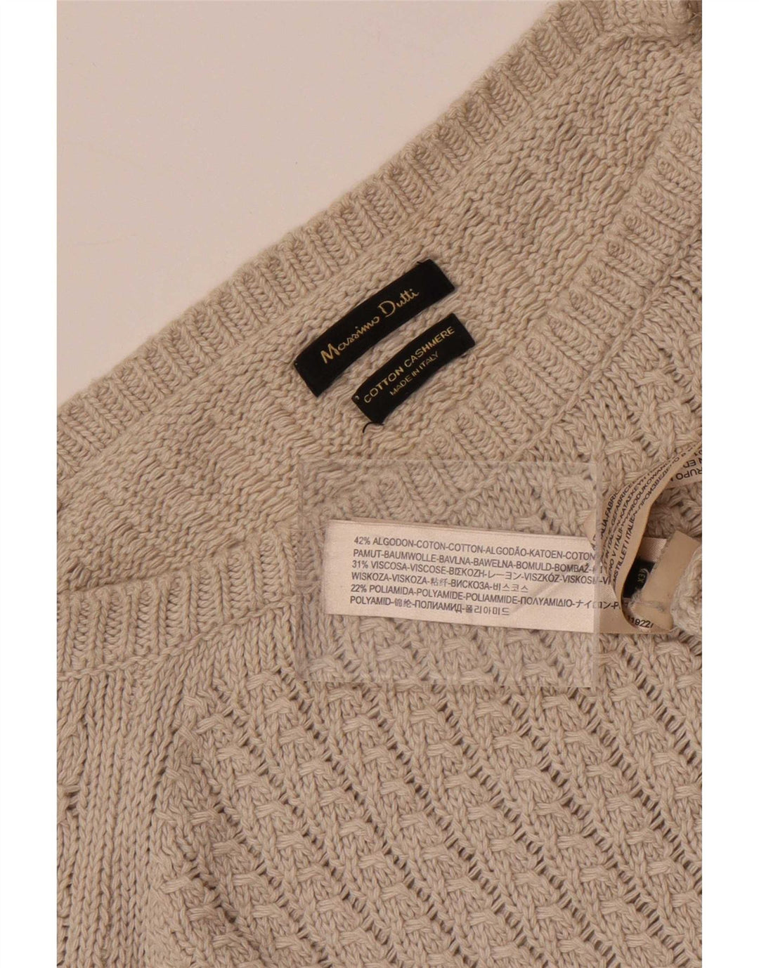 Massimo Dutti Damen-Pullover mit U-Boot-Ausschnitt, UK 14, mittelgraue Baumwolle