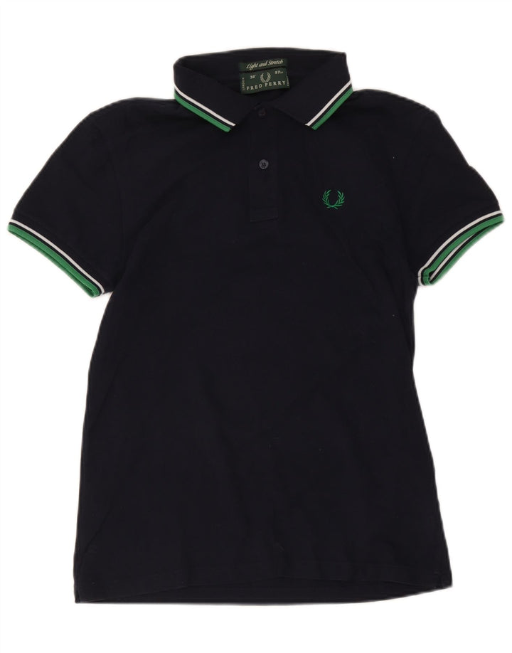 Fred Perry Herren-Poloshirt, klein, marineblau, gestreift, Baumwolle