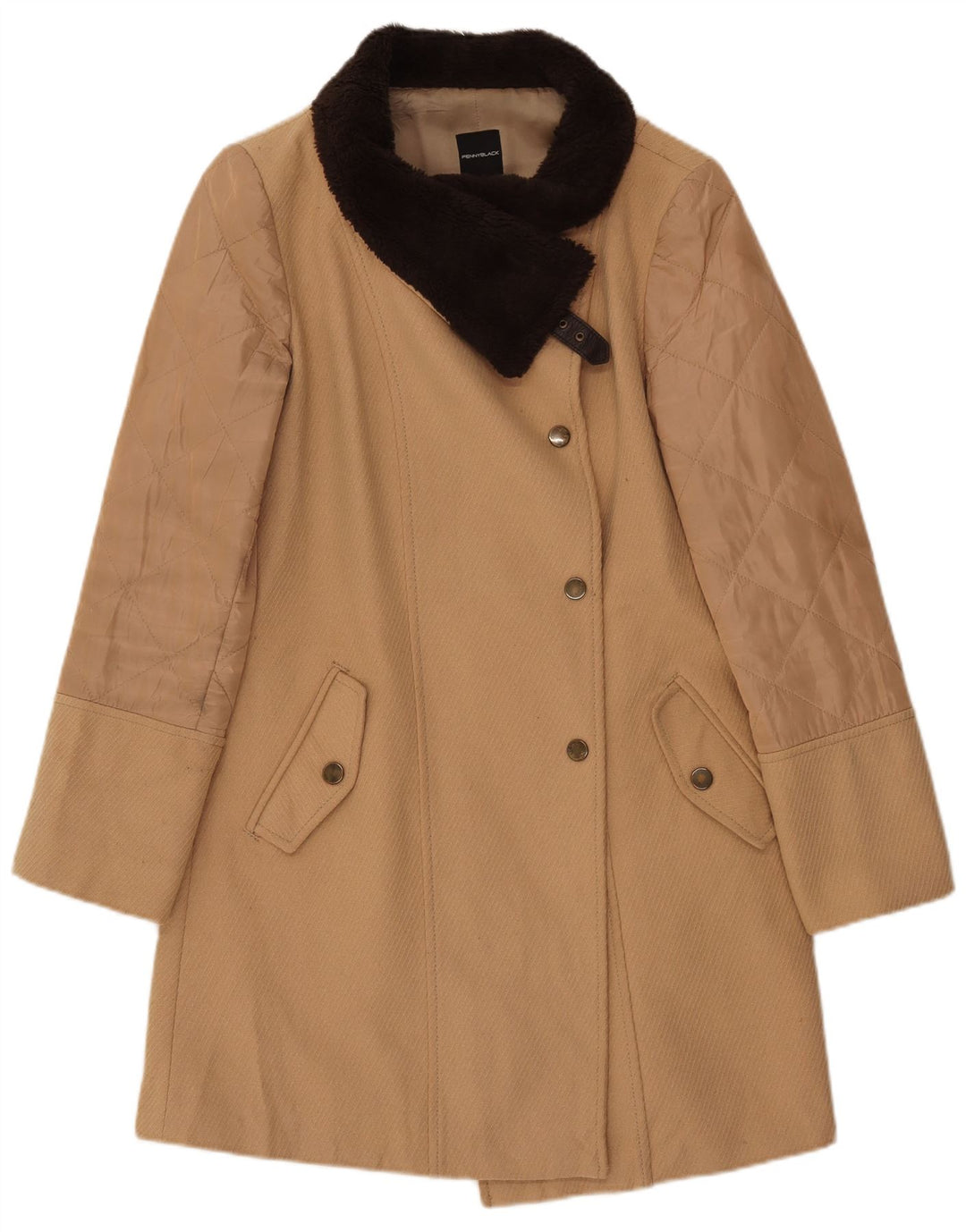 Penny Black Damenmantel UK 12 Mittelbeige Colourblock-Wolle