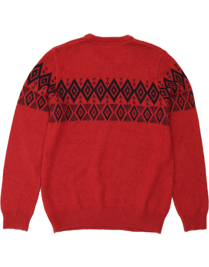 CREW CLOTHING Mens Crew Neck Jumper Sweater Large Red Argyle/Diamond Wool Vintage Crew Clothing and Second-Hand Crew Clothing from Messina Hembry 