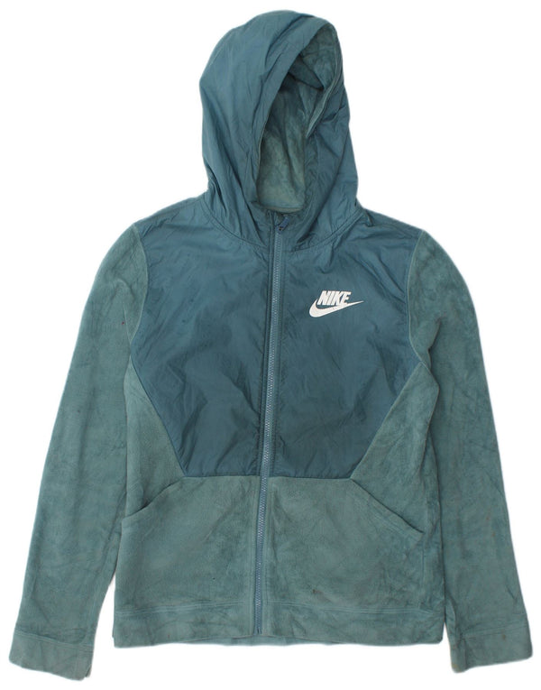 Nike Damen Kapuzen-Fleecejacke UK 18 XL Blau Polyester