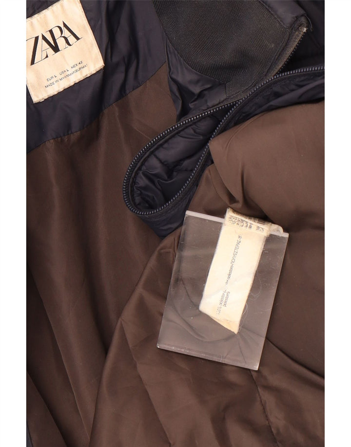 Zara Herren Wattierte Weste UK 40 Large Marineblau Polyester