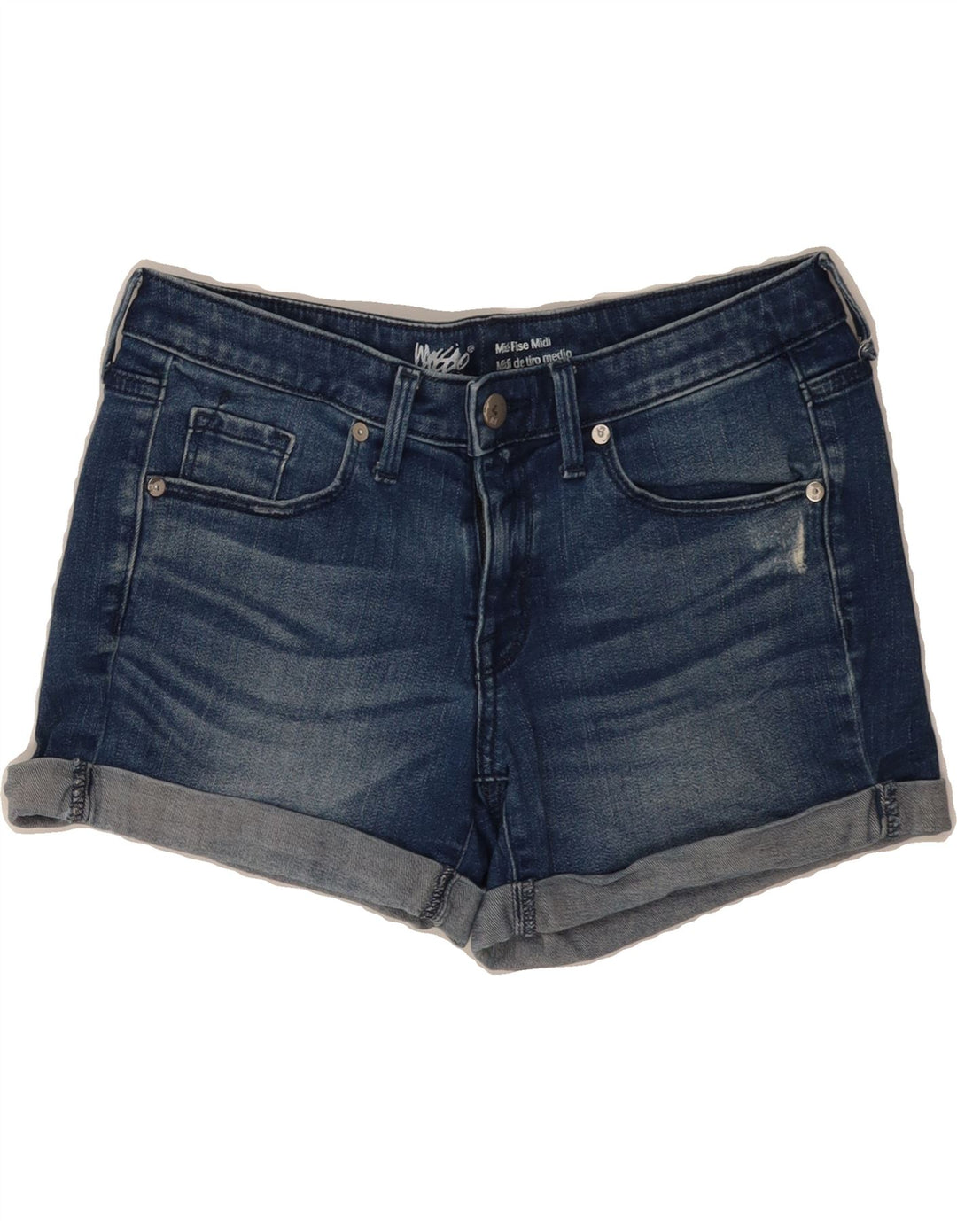 MOSSIMO Womens Mid Rise Denim Shorts US 4 Small W27  Navy Blue Cotton Vintage Mossimo and Second-Hand Mossimo from Messina Hembry 