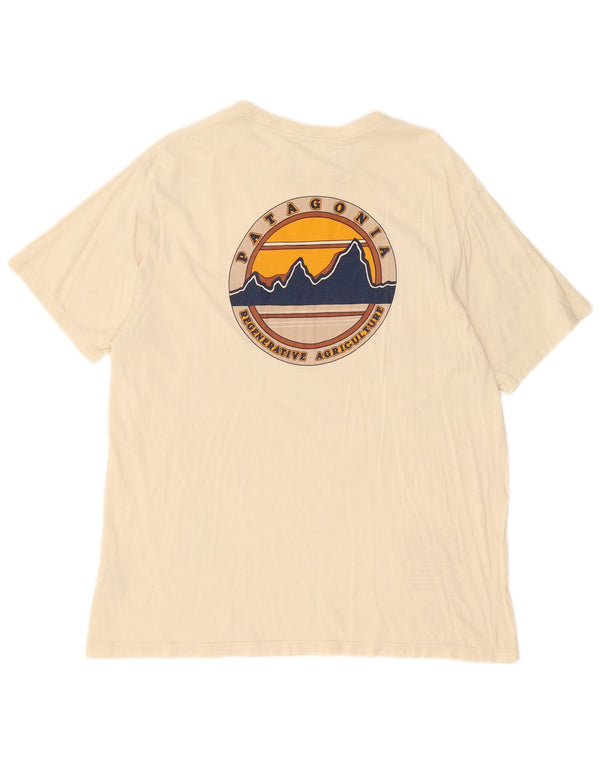 Patagonia Herren-T-Shirt mit normaler Passform, Grafik, Größe L, Beige