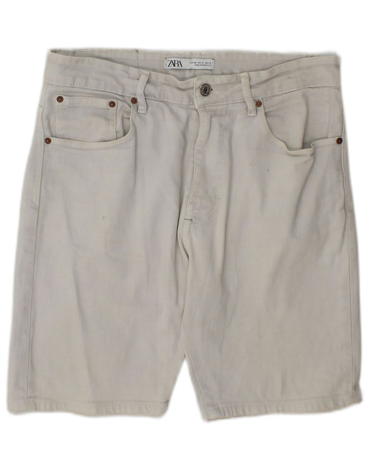 Zara Herren Jeansshorts EU 40 Medium W30 Beige Baumwolle
