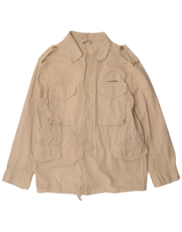 VINTAGE Herren-Militär-Utility-Jacke UK 36 Small Beige Baumwolle