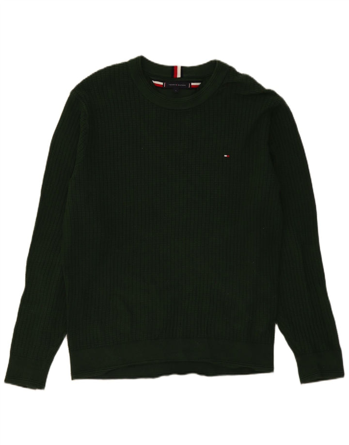 TOMMY HILFIGER Herren-Pullover mit Rundhalsausschnitt, groß, grüne Baumwolle