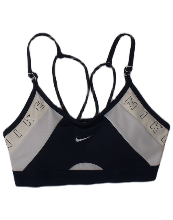 Nike Damen-Top mit gepolstertem Grafik-T-Shirt, Größe S, Marineblau, Farbblock-Sport