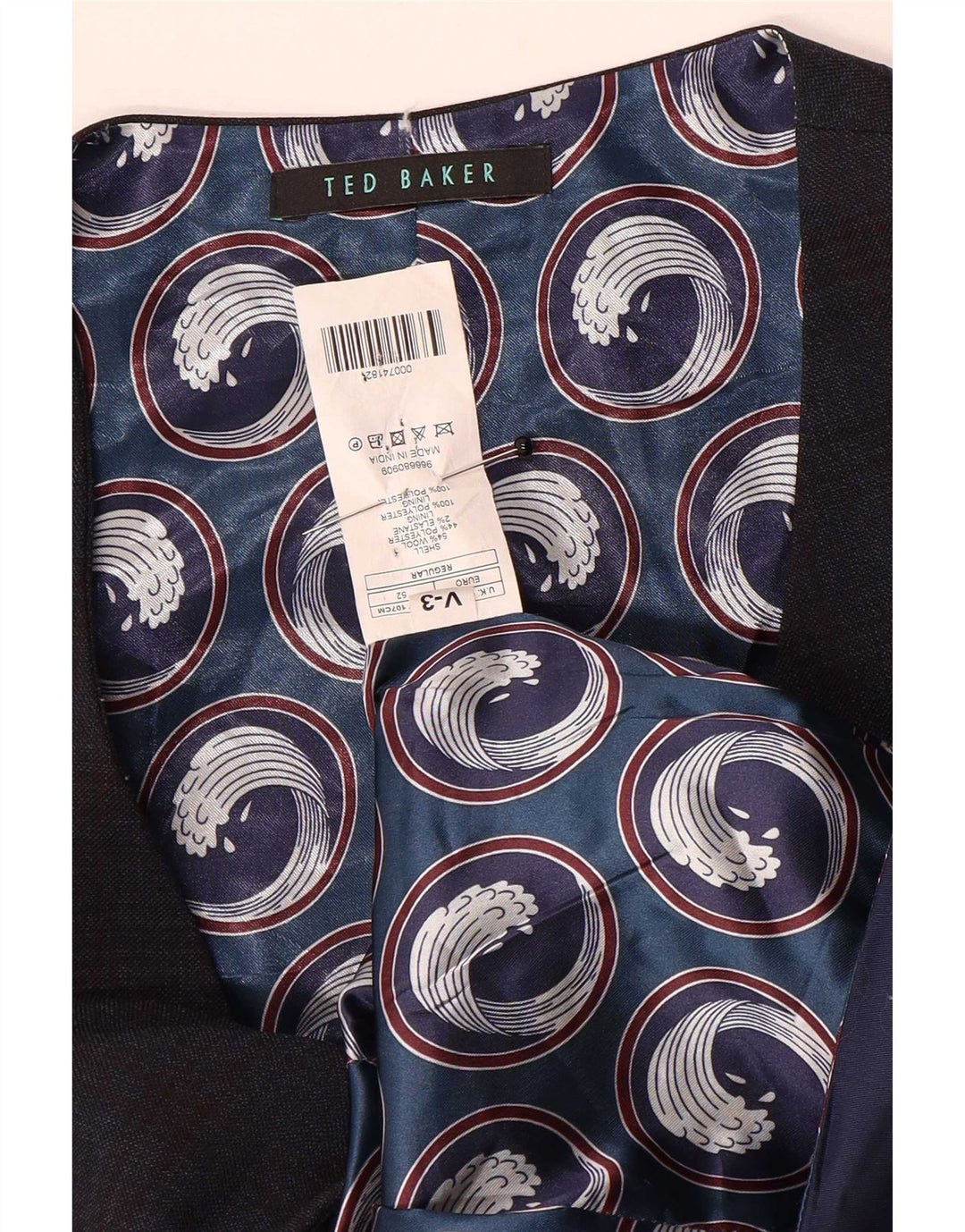 Ted Baker Herrenweste IT 52 Große marineblau karierte Wolle