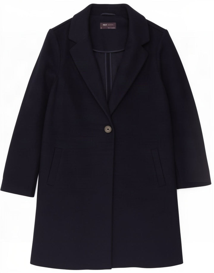 Marks & Spencer Damen Übergroßer Mantel UK 10 Small Marineblau Polyester