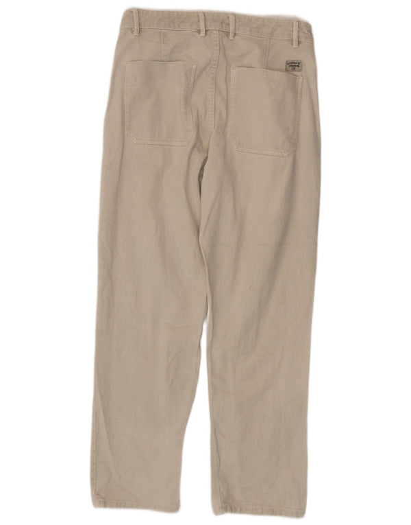 Zara Herren Straight Jeans EU 42 Large W32 L30 Beige Baumwolle