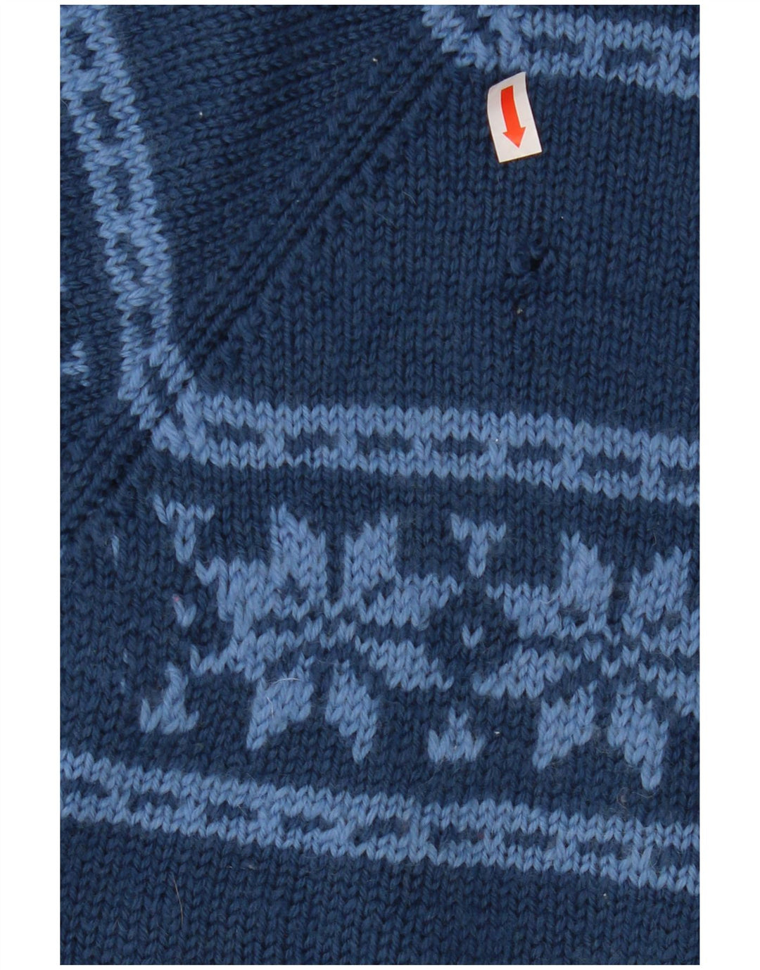 VINTAGE Damen-Pullover mit U-Boot-Ausschnitt, UK 12, mittleres Marineblau, Fair Isle