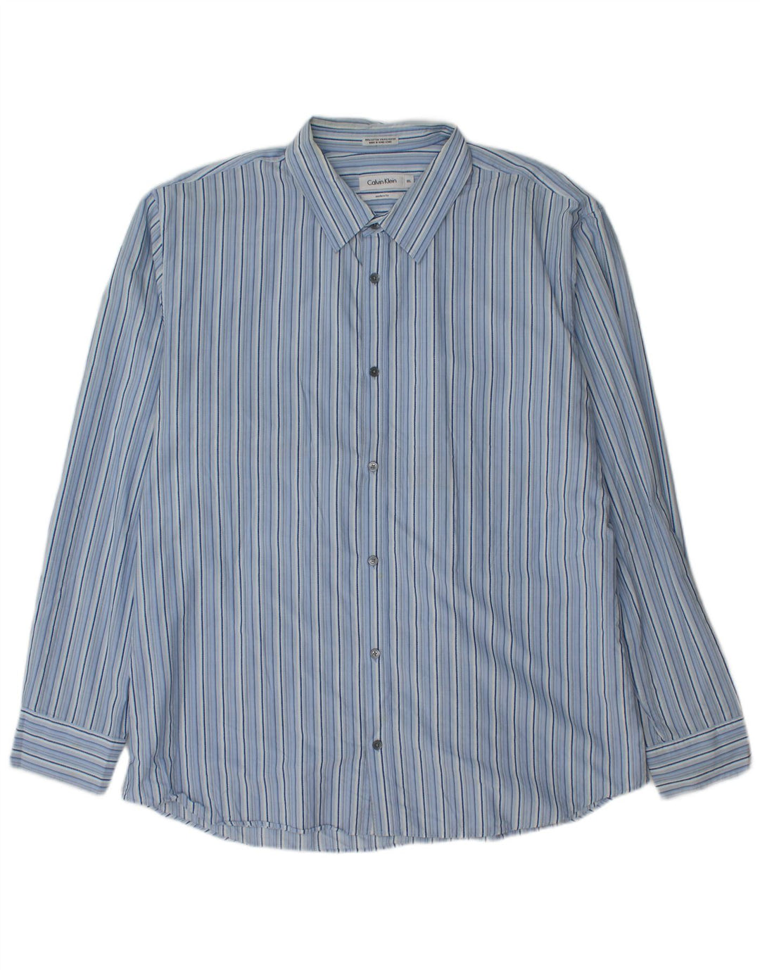 CALVIN KLEIN Herren Modern Fit Hemd 2XL blau gestreift aus Baumwolle
