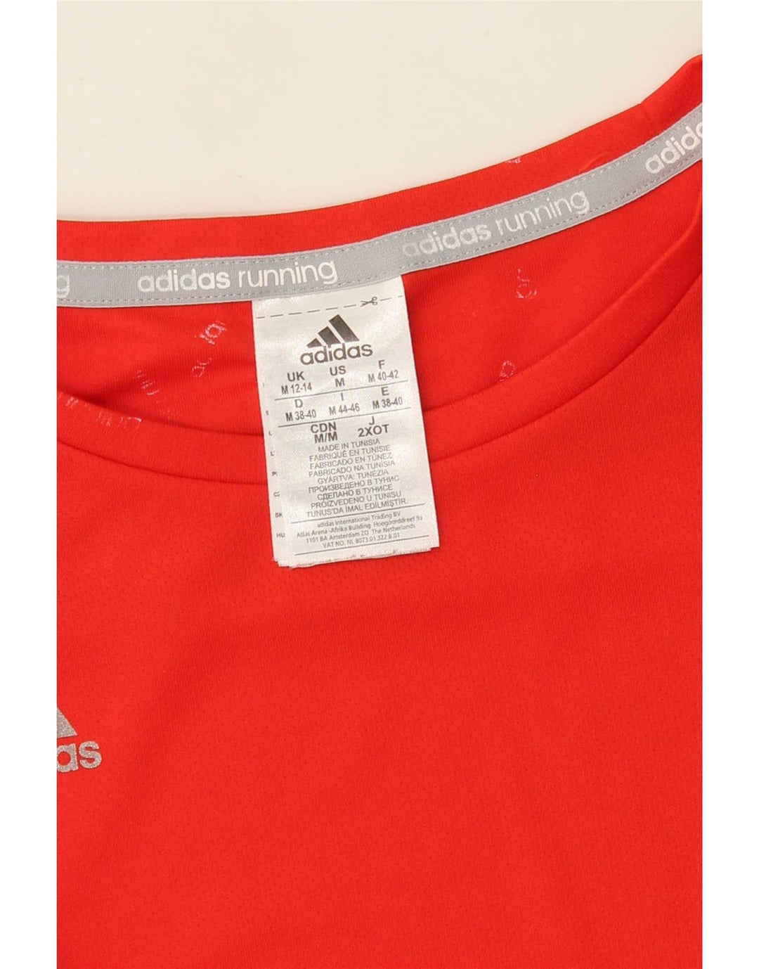 Adidas Damen Running Graphic T-Shirt Top UK 12/14 Medium Orange Polyester