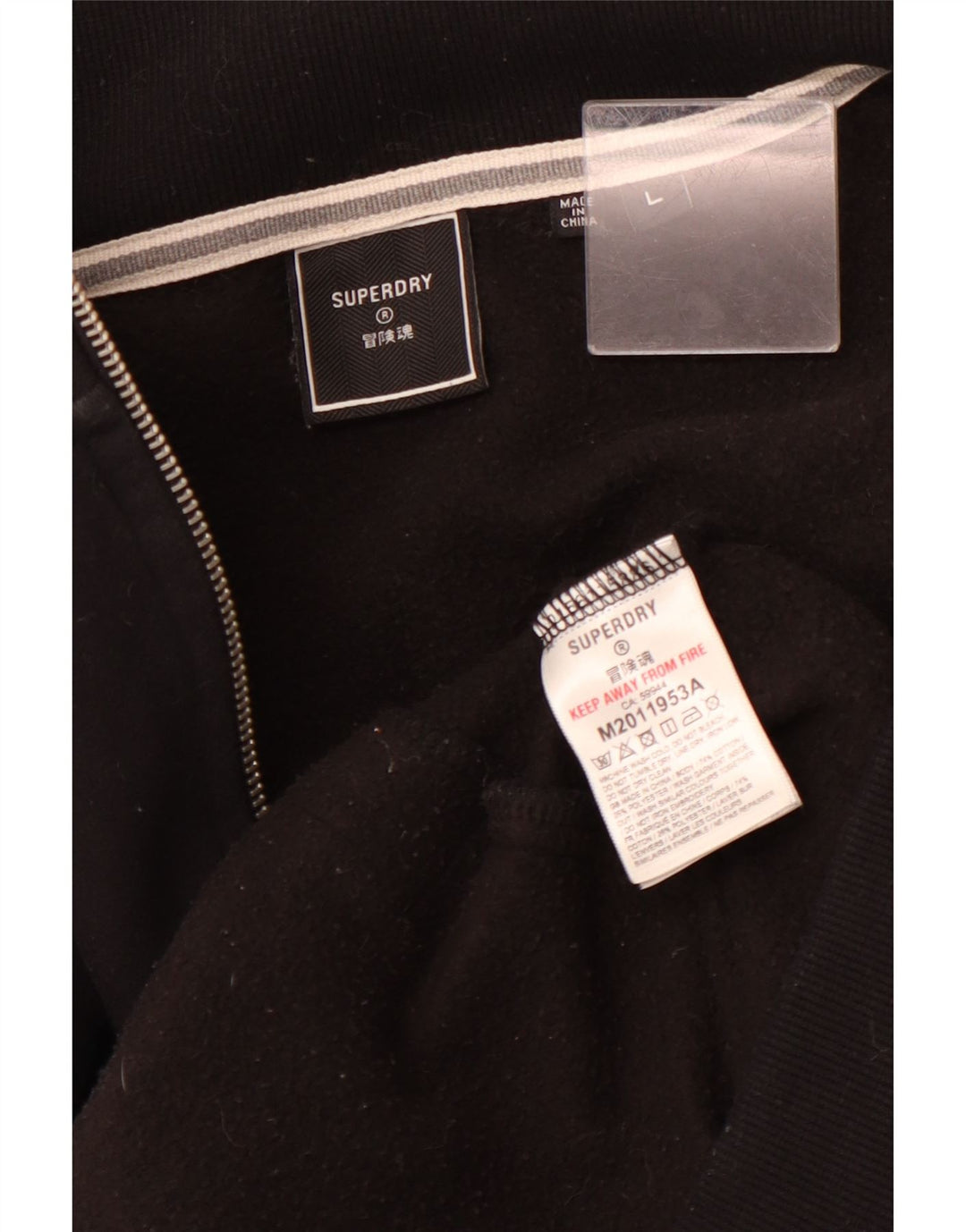 SUPERDRY Herren-Trainingsanzug-Oberteil, große Jacke aus schwarzer Baumwolle