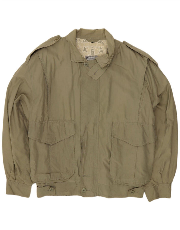 Vintage Herren Militärjacke IT 50 Große Khaki Baumwolle