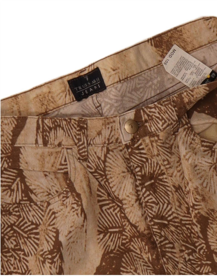 Trussardi Damen-Freizeithose mit abstraktem Muster, gerade, W32, L33, Beige