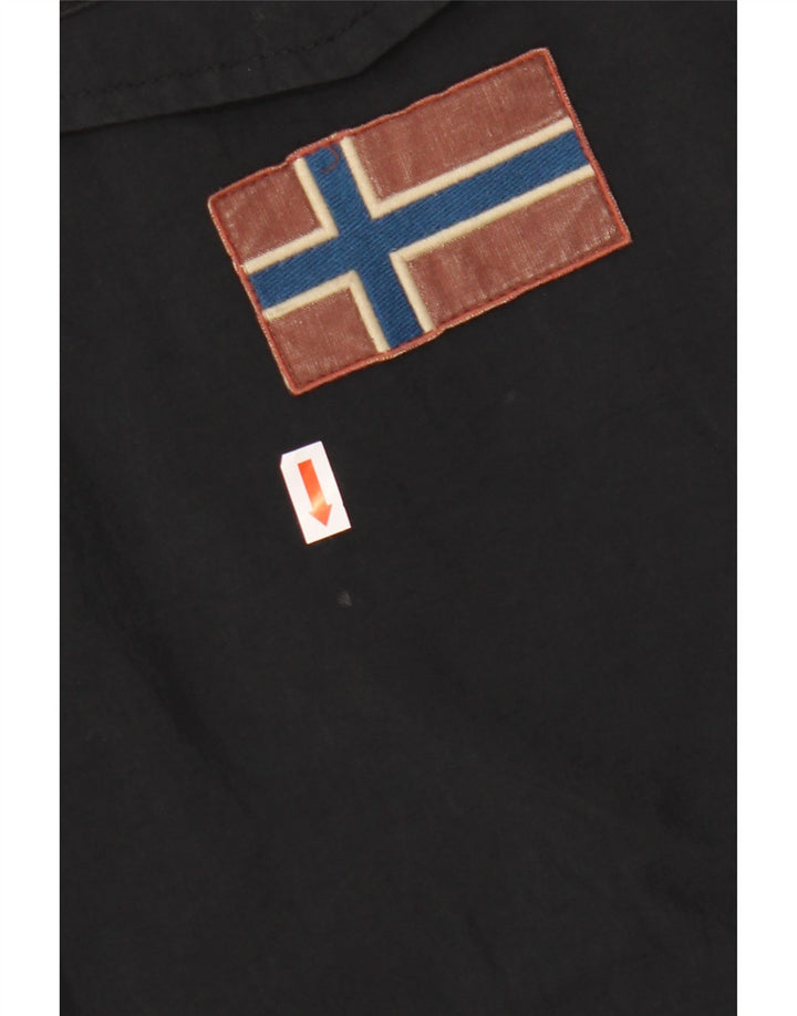 NAPAPIJRI Herren-Anorakjacke mit grafischer Kapuze, UK 36, Größe S, Schwarz, Polyester