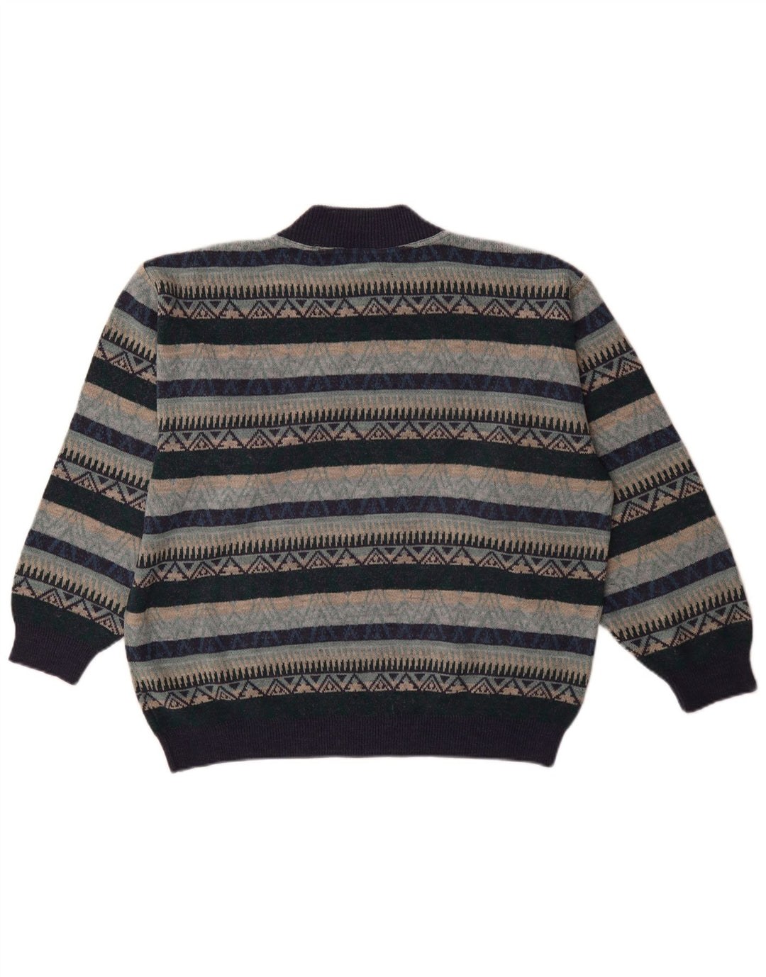 Vintage Herren Rollkragenpullover Pullover XL Marineblau Geometrisch
