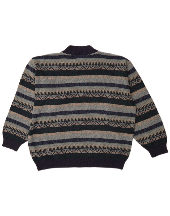 Vintage Herren Rollkragenpullover Pullover XL Marineblau Geometrisch