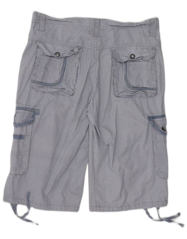 Vintage Herren Cargo Shorts 2XL W40 Blaue Nadelstreifen Baumwolle