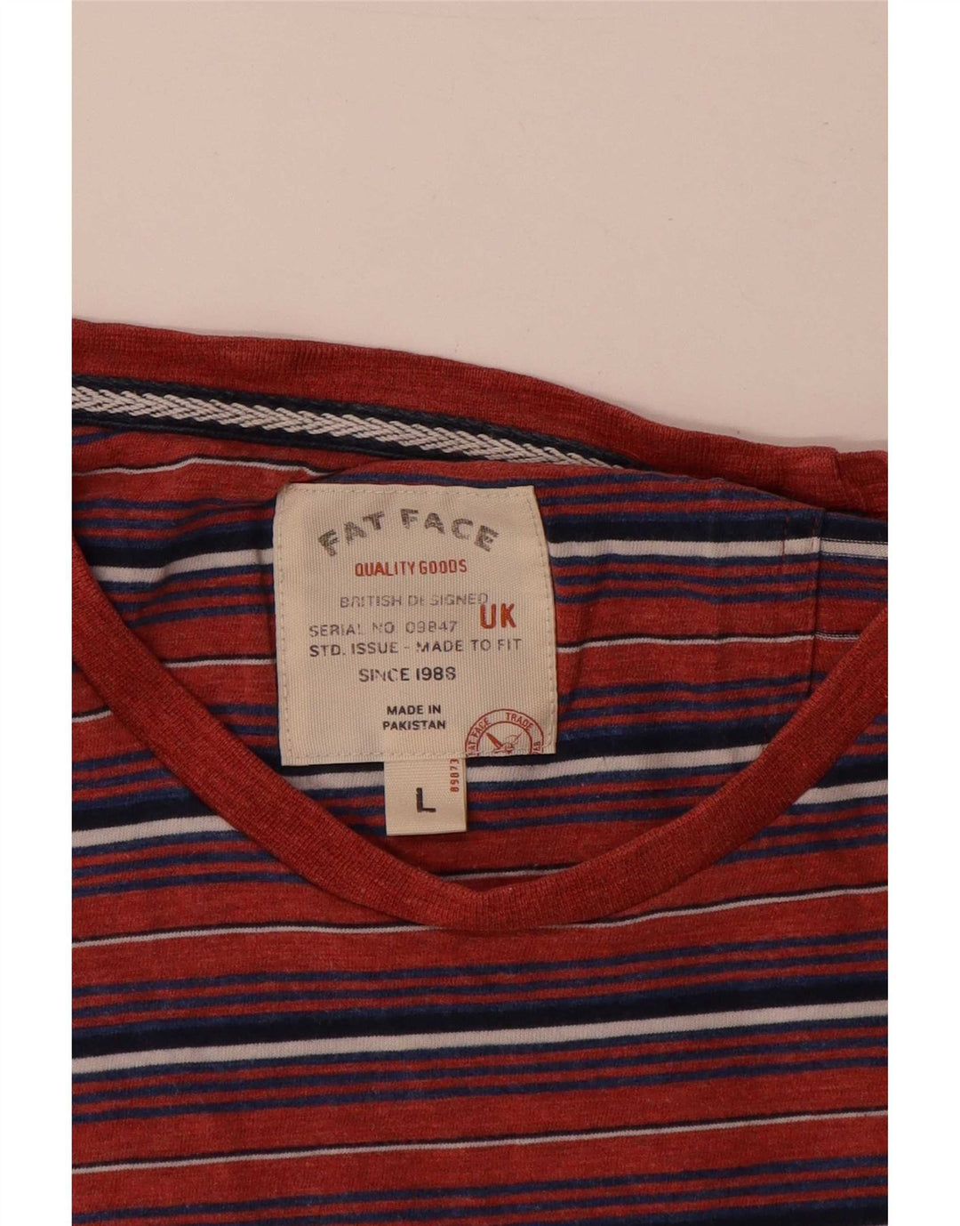 Fat Face Herren-T-Shirt aus Baumwolle, groß, rot gestreift