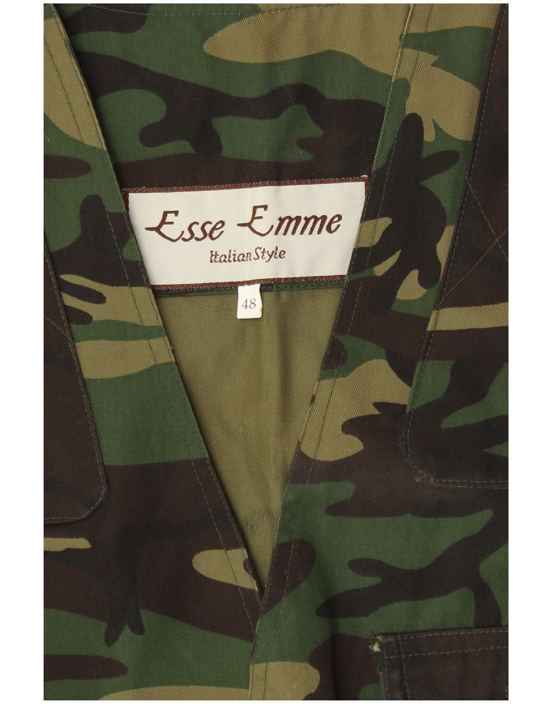 Vintage Herren Utility Gilet IT 48 Mittelgrüne Tarnung Polyester Army