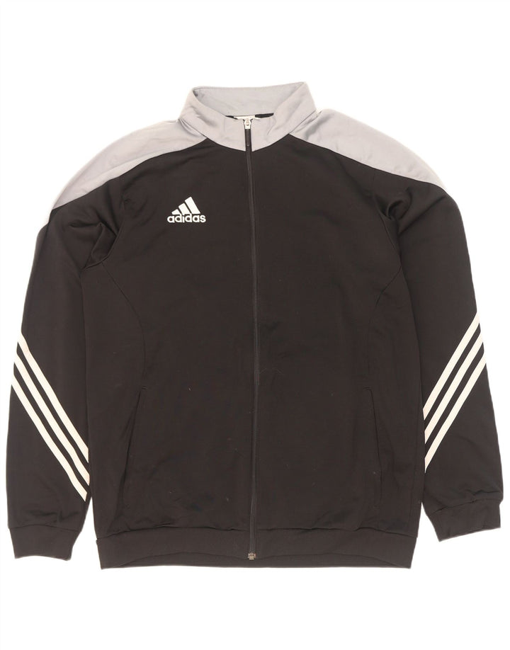 Adidas Herren-Trainingsanzug-Top-Jacke, großes schwarzes Farbblock-Polyester