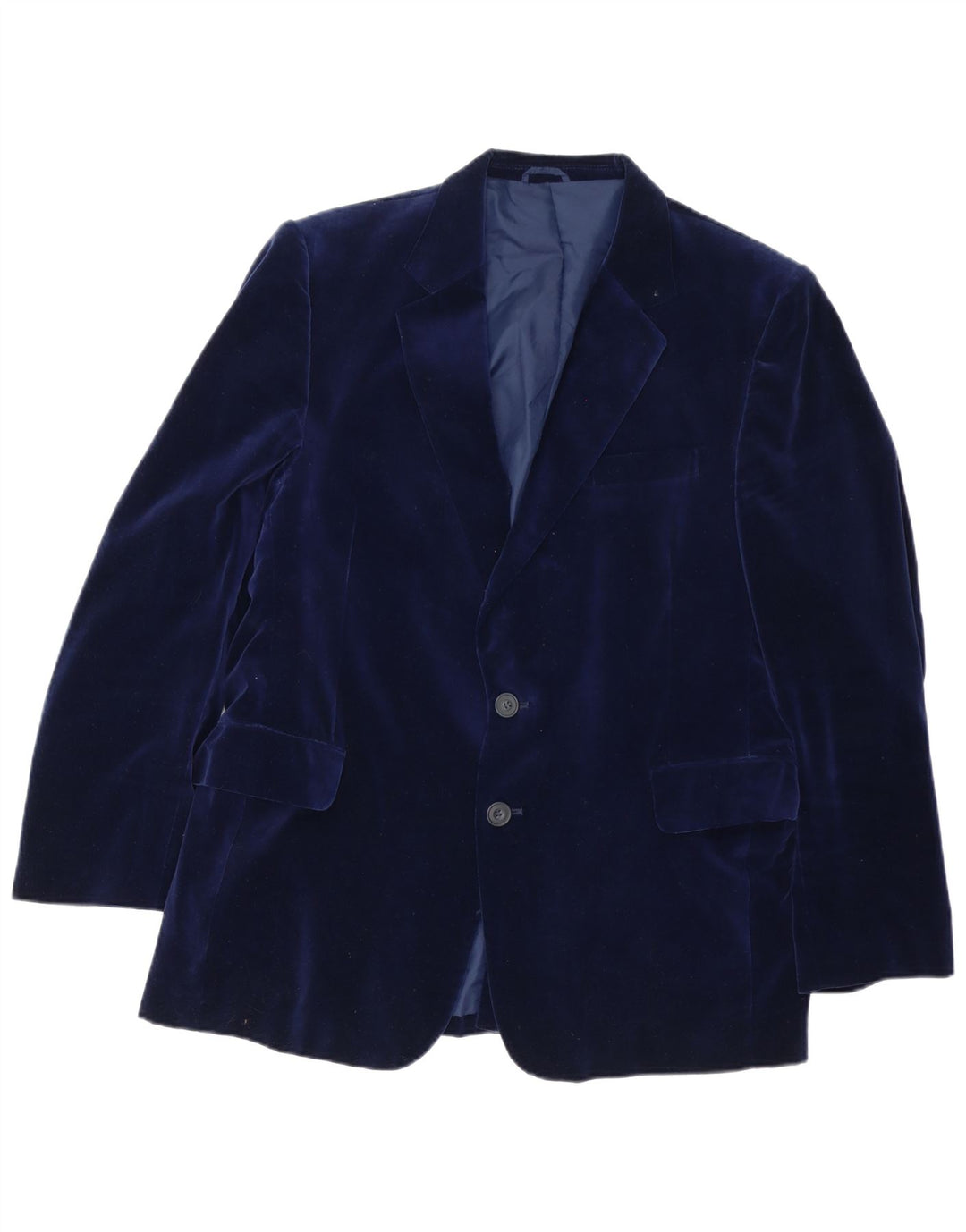 Vintage Herren 2 Knopf Samt Blazer Jacke IT 46 Kleine marineblaue Baumwolle