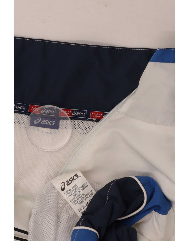 Asics Herren-Trainingsanzug-Oberteil, Jacke, 2XL, weißes Colourblock-Polyester