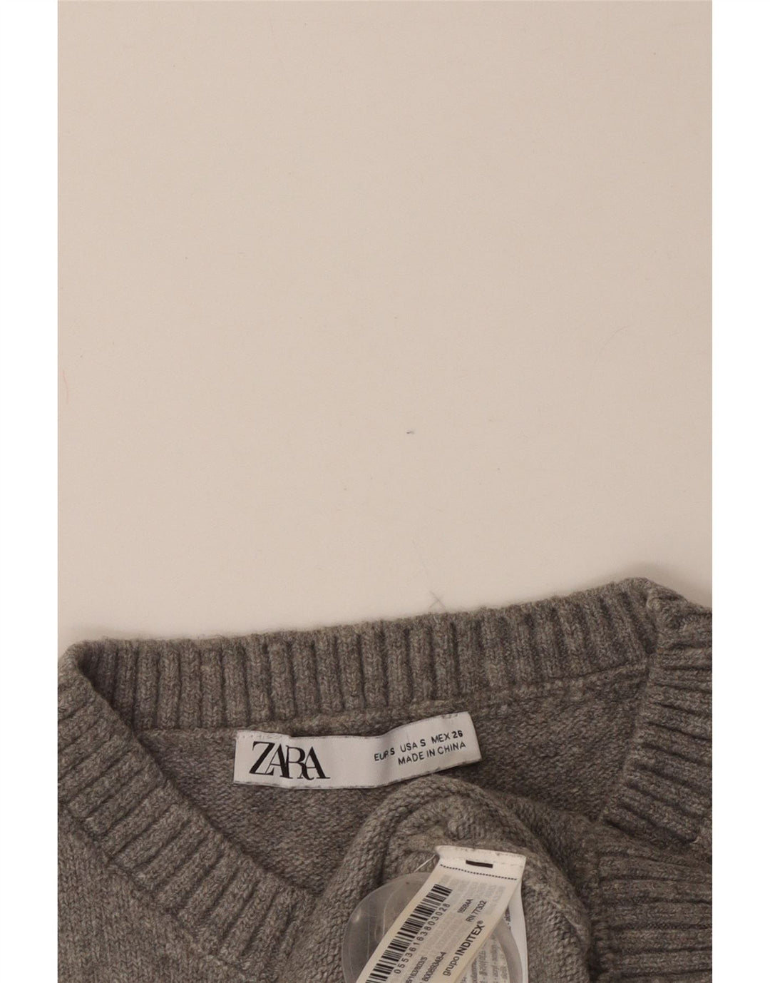 ZARA Damen Crop Vest Tank Top UK 10 Small Grau Polyester