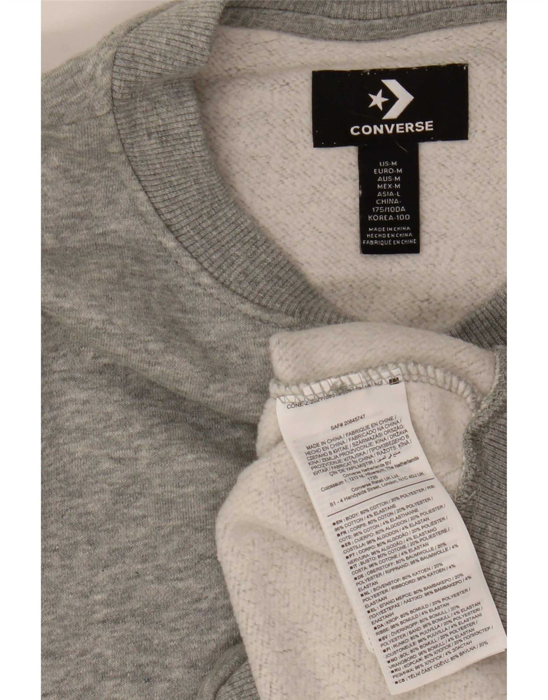 Converse Herren Peanuts Graphic Sweatshirt Pullover mittelgraue Baumwolle